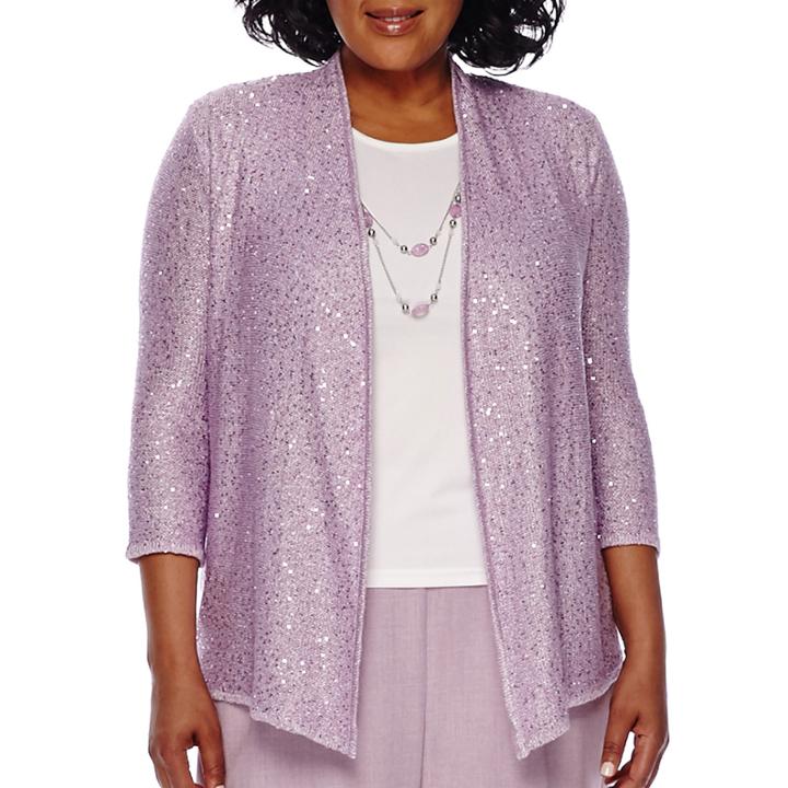 Alfred Dunner Fields 3/4-sleeve Layered Cardigan - Plus