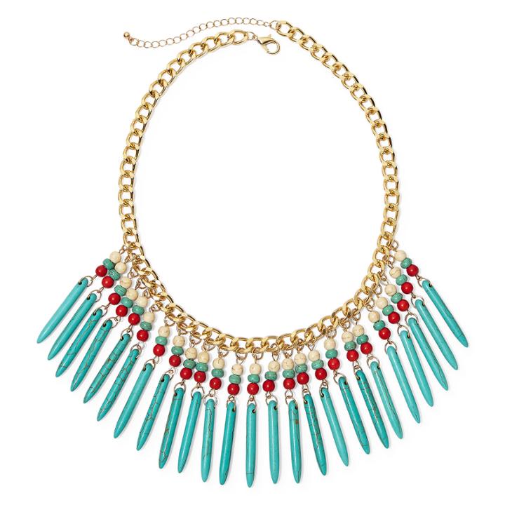 Rox By Alexa Multicolor Stones Fringe Necklace
