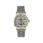 Olivia Pratt Womens Horizontal Stripe Anchor Emblem Dial Gray Silicone Watch