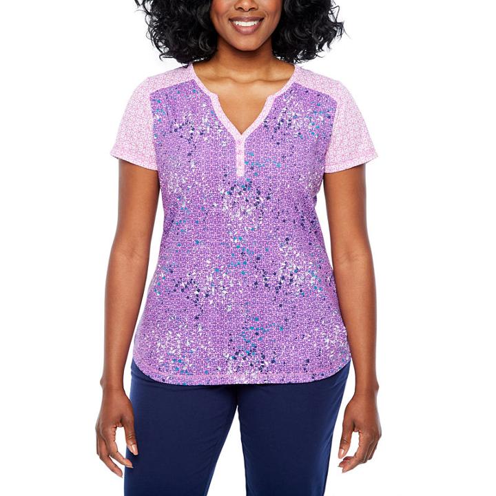 St. John's Bay Active Short Sleeve Henley Shirt Petites