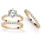Womens 3 3/4 Ct. T.w. White Cubic Zirconia Gold Over Silver Bridal Set