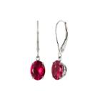 Round Lab-created Ruby 10k White Gold Earrings