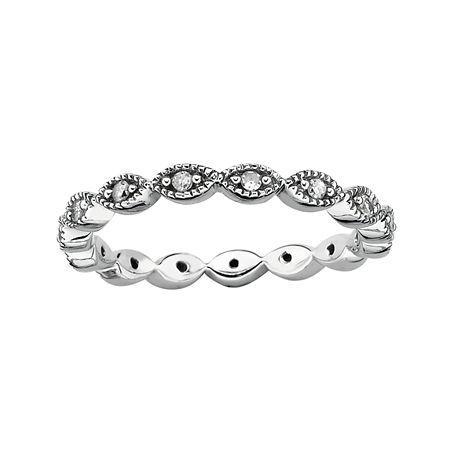 Personally Stackable 1/4 Ct. T.diamond Silver Flower Ring