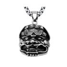 Mens Silver-tone Black Oxidized Stainless Steel Lion Pendant