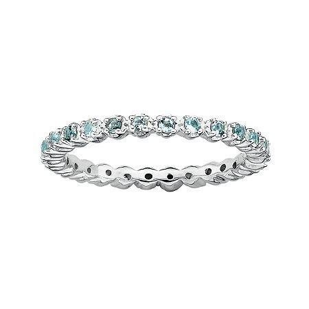 Personally Stackable Genuine Aquamarine Sterling Silver Eternity Ring