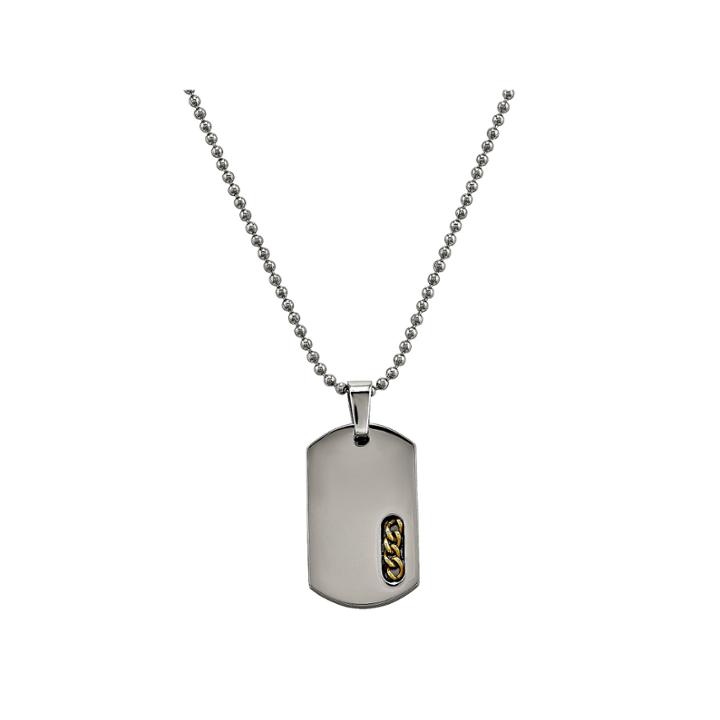 Mens Titanium Yellow Ip-plated Dog Tag Pendant