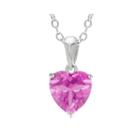Heart-shaped Lab-created Pink Sapphire Sterling Silver Pendant Necklace