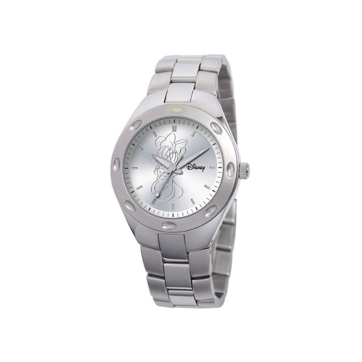 Disney Fortaleza Minnie Mouse Womens Oversized Silver-tone Watch