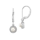 Diamond Accent White Pearl Sterling Silver Drop Earrings
