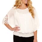 By & By 3/4-sleeve Chiffon Smocked-bottom Blouse - Plus