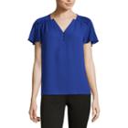 Liz Claiborne Ruffle Sleeve V-neck Blouse