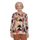 Alfred Dunner Jungle Love 3/4 Sleeve Split Crew Neck T-shirt-womens