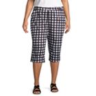 St. John's Bay Secretly Slender Gingham Twill Crop - Plus