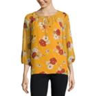 Alyx 3/4 Sleeve Round Neck Woven Floral Blouse
