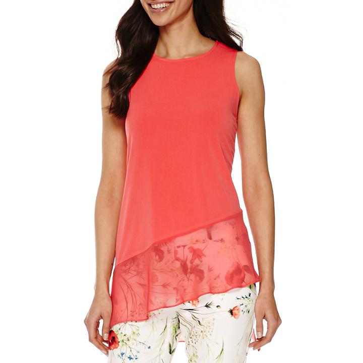 Worthington Sleeveless Chiffon-trim Asymmetrical Top - Tall