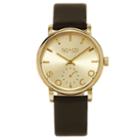 So & Co Ny Womens Madison Leather Casual Gold-tone Dial With Seconds Subdial Quartz Watch J158p69