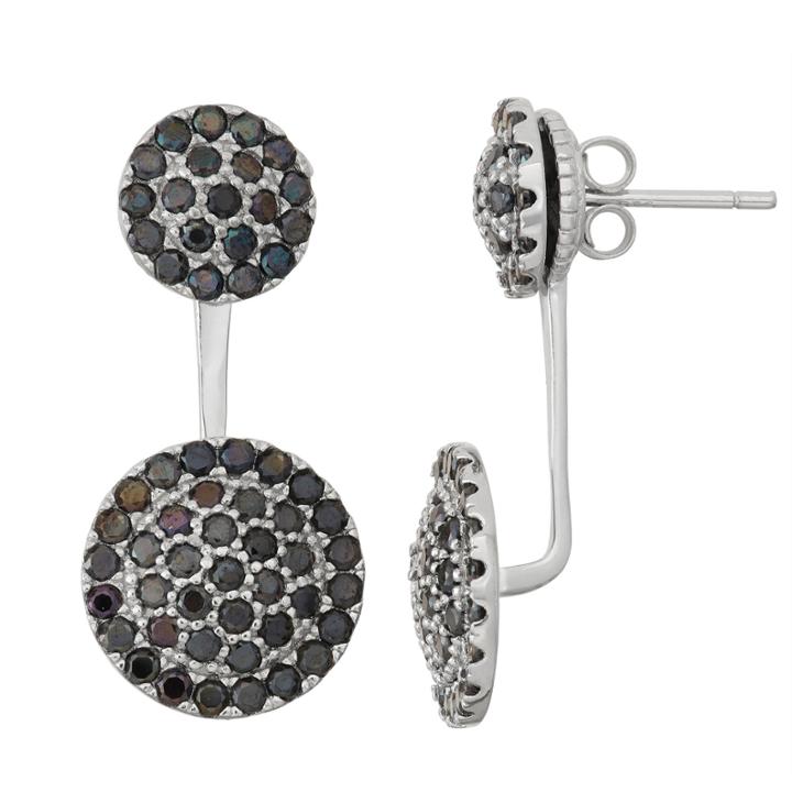 Genuine Black Spinel Sterling Silver Front-back Earrings
