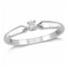 Womens 1/10 Ct. T.w. Genuine Round White Diamond Sterling Silver Solitaire Ring