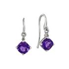 Genuine Amethyst And Diamond-accent 14k White Gold Drop Earrings
