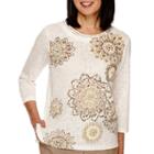 Alfred Dunner African Safari 3/4 Sleeve Print Top