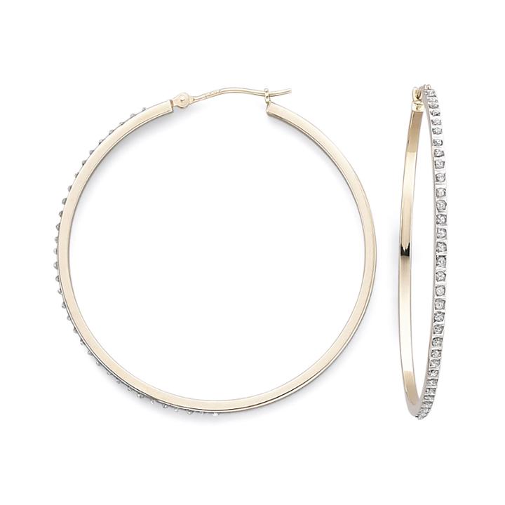 Diamond Fascination&trade; 18k Yellow Gold Over Sterling Silver Hoop Earrings