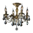 Windsor Collection 4 Light French Pendalogue Golden Teak Crystal Semi Flush Mount Ceiling Light