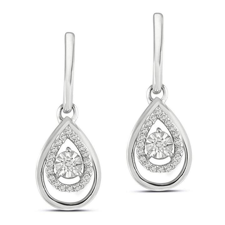 1/6 Ct. T.w. White Diamond Sterling Silver 21.5mm Stud Earrings