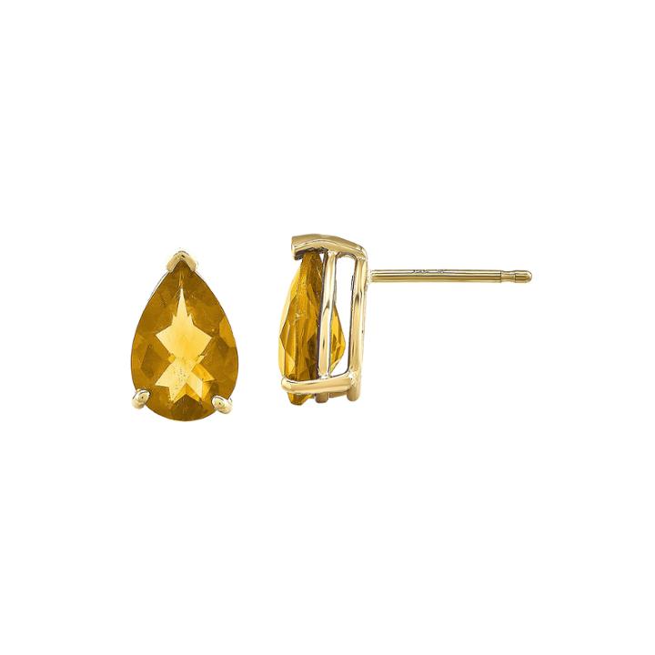 Pear-shaped Genuine Citrine 14k Yellow Gold Earrings