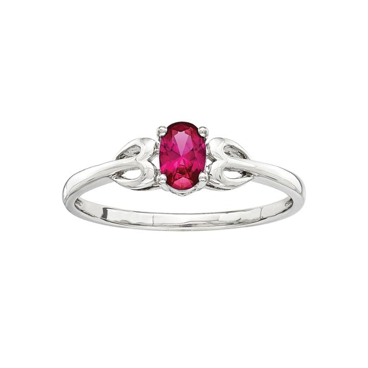 Womens Lab Created Ruby Sterling Silver Delicate Ring