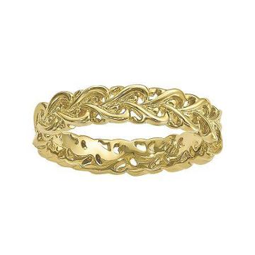 Personally Stackable 18k Yellow Gold Over Sterling Silver Interlocking Heart Rin