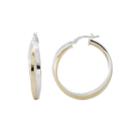 Two-tone Sterling Silver 31.67mm Crossover Hoop Earrings
