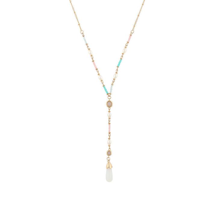 Decree Womens Pink Round Y Necklace