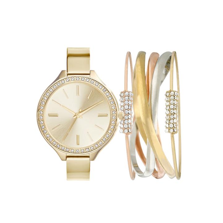 Gold-tone Metal Womens Watch Box Set