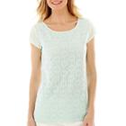 Liz Claiborne Short-sleeve Lace-front T-shirt