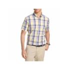Izod Ss Saltwater Plaid Woven Short Sleeve Plaid Button-front Shirt-big And Tall