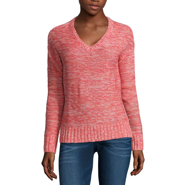 Arizona Marled Side Slit Sweater- Juniors
