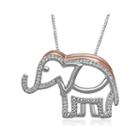 1/10 Ct. T.w. Diamond Sterling Silver & 14k Rose Gold Over Silver Elephant Pendant Necklace