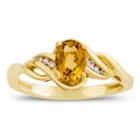 Womens Diamond Accent Yellow Citrine 10k Gold Delicate Ring