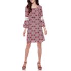 Luxology Bell-sleeve Printed Shift Dress