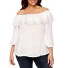 St. John's Bay 3/4 Sleeve Scoop Neck Rayon Blouse-plus