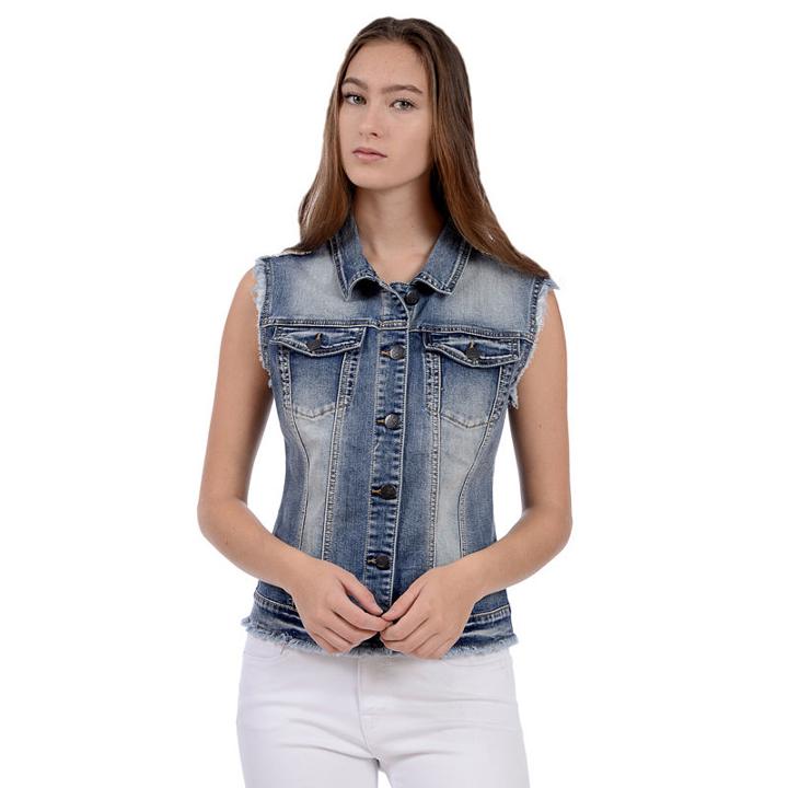 Lola Jeans Vest With Lace Back