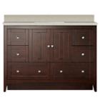 47.6-in. W Floor Mount Walnut Vanity Set For 1 Hole Drilling Beige Top White Um Sink