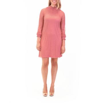 Nina Leonard Shirred Mock Neck Trapeze Dress