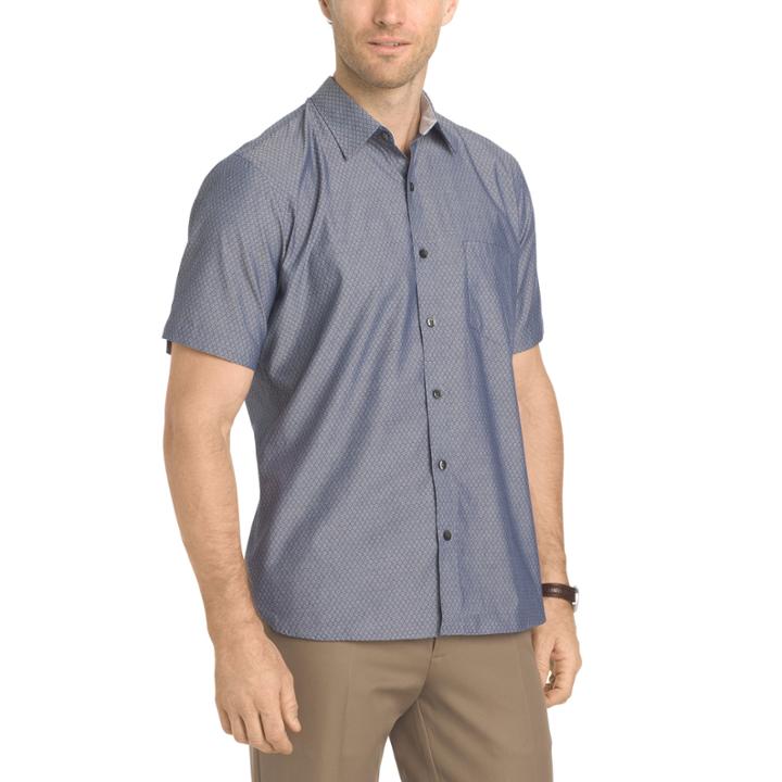 Van Heusen Short Sleeve Slim Fit Never Tuck Shirt