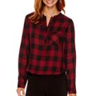A.n.a Long-sleeve Plaid Mandarin Collar Blouse - Tall