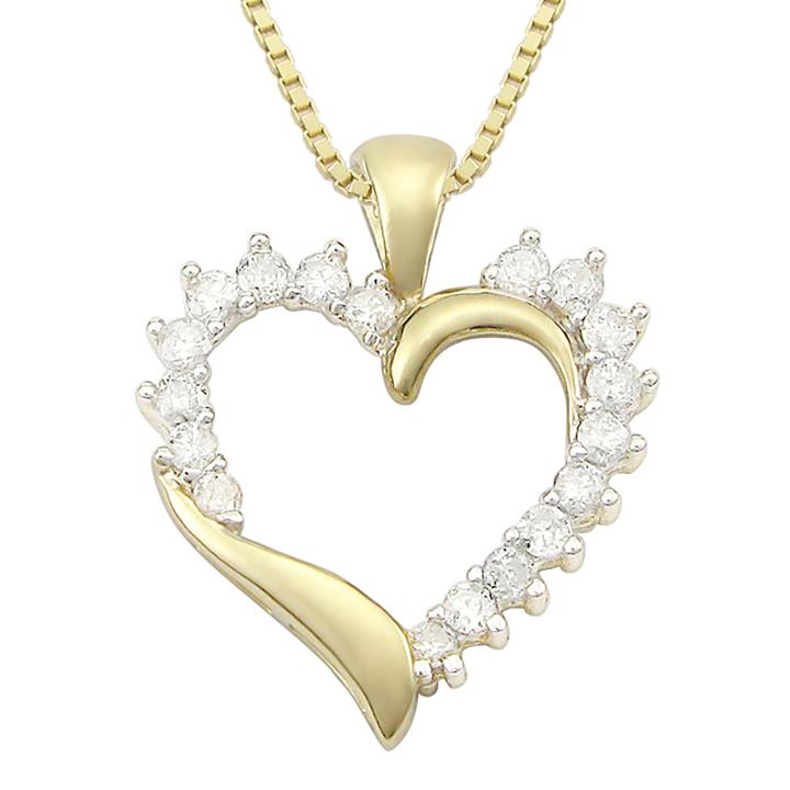 Ct. T.w. Diamond 10k Yellow Gold Heart Pendant Necklace