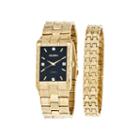 Elgin Mens Diamond-accent Gold-tone And Black Watch And Bracelet