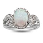 Womens Lab Created Opal Multi Color Sterling Silver Cocktail Ring