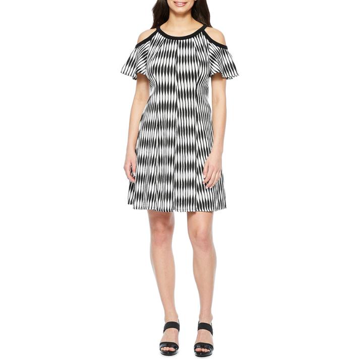 Danny & Nicole Cold Shoulder Fit & Flare Dress