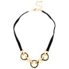 Bleu&trade; Gold-tone Studded Geometric Ring Frontal Necklace